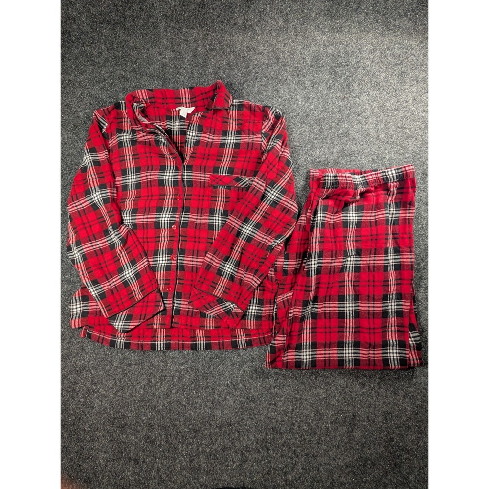 Charter Club Classic Plaid Long Sleeve Cotton Flannel Pajama Set Women's XL